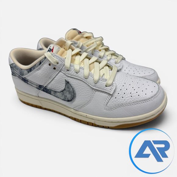 Nike Dunk Low \'Washed Denim\' Men’s Size 11 Shoes White Midnight Navy FN6881-100 main image 4